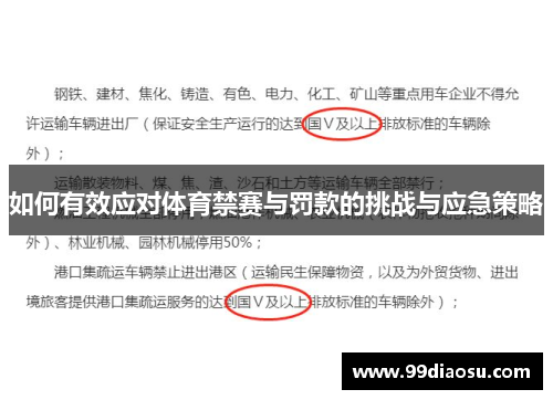 如何有效应对体育禁赛与罚款的挑战与应急策略